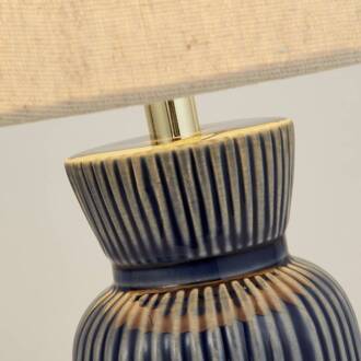 Searchlight Tafellamp Jeshua, blauw/wit, keramiek/textiel, 39 cm, E24 wit, blauw