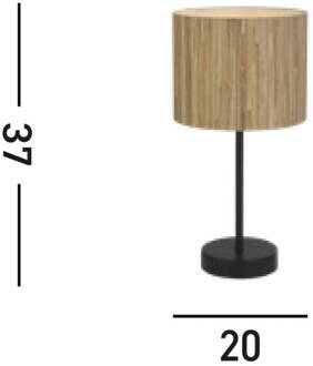 Searchlight Tafellamp Meadow, bruin, zwart, natuurvezel, staal lichtbruin, zwart