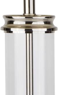 Searchlight Tafellamp Pedestal, zilver met kap in crème zilver satijn, helder, crème