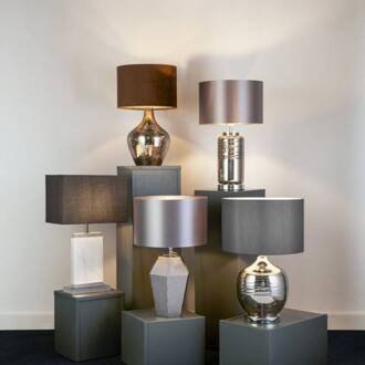 Searchlight Tafellamp Polygon met glazen voet grijs