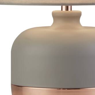 Searchlight Tafellamp Tamsin, grijs, metaal/textiel, hoogte 27 cm, E14 grijs, koper