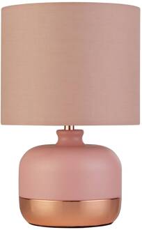 Searchlight Tafellamp Tamsin, roze, metaal/textiel, hoogte 27 cm, E14 roze, koper