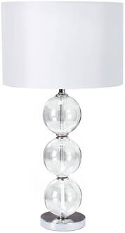 Searchlight Textiel-tafellamp Bliss, witte kap wit, helder, chroom