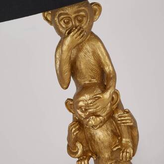 Searchlight Textiel-tafellamp Three Wise Monkeys goud, zwart