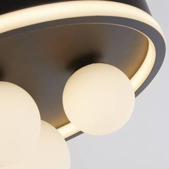 Searchlight Trident LED plafondlamp, zwart, Ø 40 cm, staal/opaalglas zwart, opaalwit