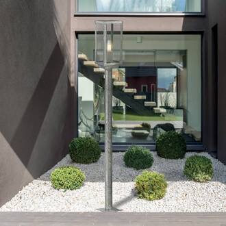 Searchlight Tuinpadverlichting Box II, 90 cm hoog, zilver/helder, glas, IP44 zilver, helder