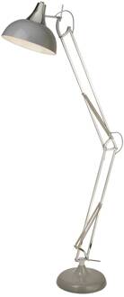 Searchlight Vloerlamp Goliath, grijs, metaal, E27, 170 cm, verstelbaar grijs, chroom