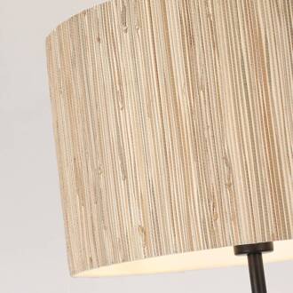 Searchlight Vloerlamp Meadow, zwart, bruin, natuurvezel, staal lichtbruin, zwart