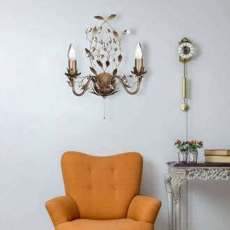 Searchlight Wandlamp Almandite Florentijnse stijl 2 lichtbr. goud-bruin, helder