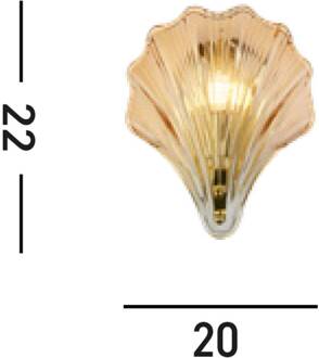 Searchlight Wandlamp, amber getint, schelpvorm, glas, IP44