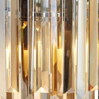 Searchlight Wandlamp Clarissa met kristallen prisma's chroom, helder, crème, rookgrijs