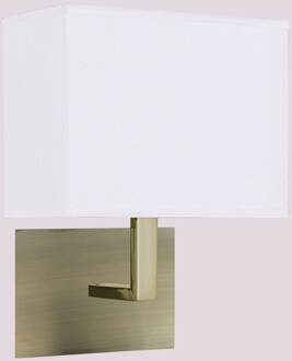 Searchlight Wandlamp DARIO met stoffen kap oud-messing, wit