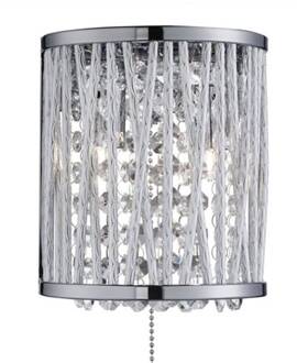 Searchlight Wandlamp Elise met sprankelend behang chroom