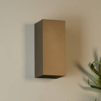 Searchlight Wandlamp London Square, bruin, hoogte 15 cm, metaal, 2-lamps.