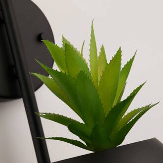 Searchlight Wandlamp Makarius, zwart/wit, glas, hangplantenbak wit, zwart