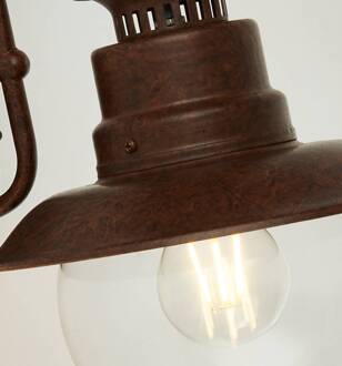 Searchlight Wandlamp Station, bruin, IP44 roestbruin, helder