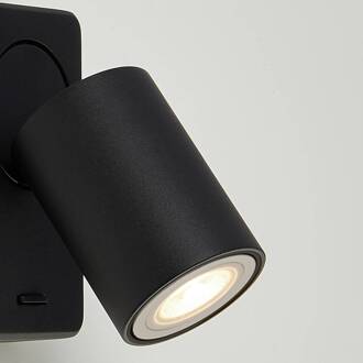 Searchlight Wandlamp Switched, zwart, aluminium, schakelaar, GU10