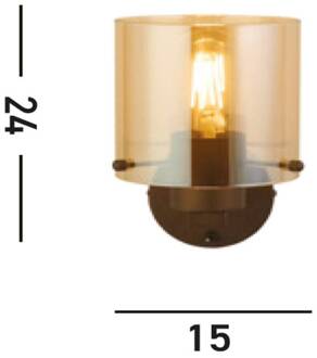 Searchlight Wandlamp Zweden, mokka/amber, 1-lamp, staal, glas mokka, amber