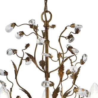 Searchlight Wondermooie kroonluchter Almandite 5 lichtbronnen bruin-goud, helder