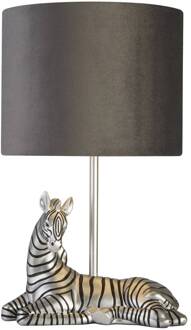 Searchlight Zebra tafellamp, zwart/zilver, kunsthars, 26 cm, E27 zwart, zilver