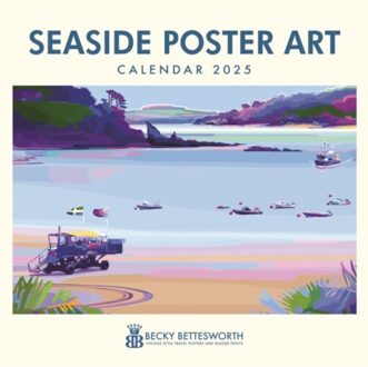 Seaside Poster Art By Becky Bettesworth Square Wall Calendar 2025 - Calendars, Carousel