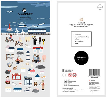 Seaside Town Holiday Girl Cycling Suatelier Stickers Diary Sticker Scrapbook Decoration PVC Stationery Stickers