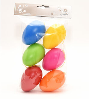 Season Deco 12x stuks Paaseieren hangdecoratie Pasen thema vrolijke kleurenmix 8 cm