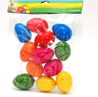 Season Deco 36x stuks Paaseieren hangdecoratie Pasen thema marmer kleurenmix 6 cm