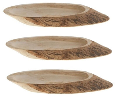 Season Deco Boomschijf - 3x - 31 x 3 cm - paulownia hout - ovaal - kaarsenbord - serveerplank