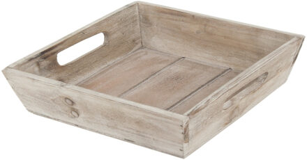 Season Deco klein dienblad/kaarsen plateau - hout - bruin - vierkant - 21 x 21 x 4 cm - Dienbladen