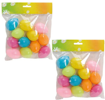 Season Deco Paaseieren hangdecoraties - 24x stuks - Pasen thema - vrolijke kleurenmix - H6 cm