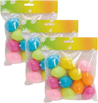 Season Deco Paaseieren hangdecoraties - 36x stuks - Pasen thema - vrolijke kleurenmix - H6 cm