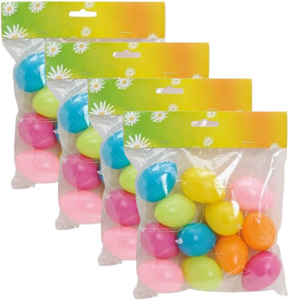 Season Deco Paaseieren hangdecoraties - 48x stuks - Pasen thema - vrolijke kleurenmix - H6 cm