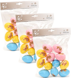 Season Deco Paaseieren in mix kleuren - Paastakken hangdecoraties - 36x stuks - Pasen thema - H6 cm
