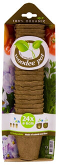 Season Deco Woodee Stekpotjes - 72x stuks - houtvezel - kweekpotjes - 6 x 6,5 cm