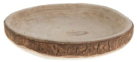 Season Deco Woondecoratie ronde boomschijf schaal van hout 44 cm - Woondecoratie/woonaccessoires - boomschijven