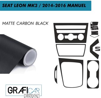 Seat Leon 5F/MK3 Console Interieur Trim Jas Set-Vinyl Folie-Decal-403175051 matte koolstof zwart-2014-2016/handleiding