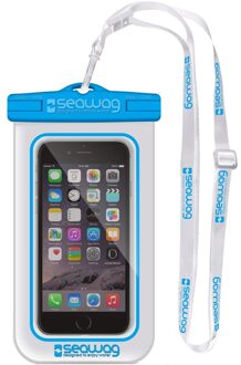 SEAWAG Witte/blauwe waterproof hoes voor smartphone/mobiele telefoon - Met polsband - Telefoonhoesjes waterbestendig