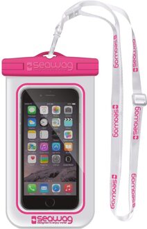 SEAWAG Witte/roze waterproof hoes voor smartphone/mobiele telefoon - Met polsband - Telefoonhoesjes waterbestendig