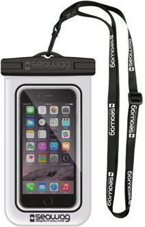 SEAWAG Witte/zwarte waterproof hoes voor smartphone/mobiele telefoon - Met polsband - Telefoonhoesjes waterbestendig