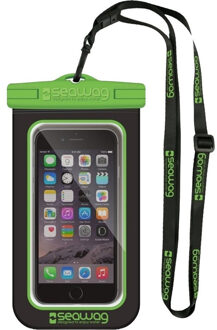 SEAWAG Zwarte/groene waterproof hoes voor smartphone/mobiele telefoon - Met polsband - Telefoonhoesjes waterbestendig