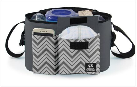 Seckindogan Baby Luiertas Hoge Capaciteit Wandelwagen Zak Cartoon Multifunctionele Trolley Mummie Zak Gestreepte Baby Luierzakken grijs