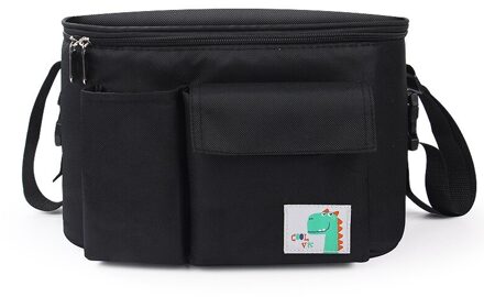 Seckindogan Baby Luiertas Hoge Capaciteit Wandelwagen Zak Cartoon Multifunctionele Trolley Mummie Zak Gestreepte Baby Luierzakken zwart