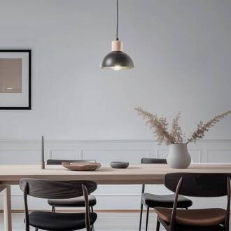 Seco hanglamp, Ø 18 cm, zwart, metaal/hout zwart, licht hout