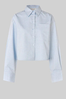 SECOND FEMALE blouse lm joza cropped shirt 5996 light blue denim Indigoblauw