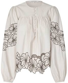 SECOND FEMALE Blouse met borduursels Elinor  beige - XS,S,M,L,XL,