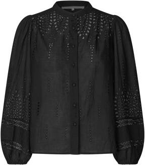 SECOND FEMALE Broderie blouse Camil  zwart - XS,S,M,L,
