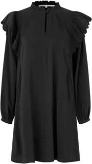 SECOND FEMALE Modal blend jurk met ruches Terra  zwart - XS,
