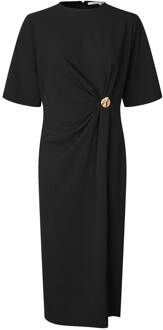 SECOND FEMALE Stretch jurk met gesmokt detail Liana  zwart