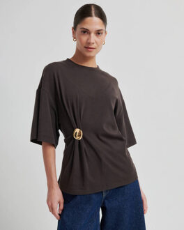 SECOND FEMALE Top korte mouw 60432 enora Bruin - S